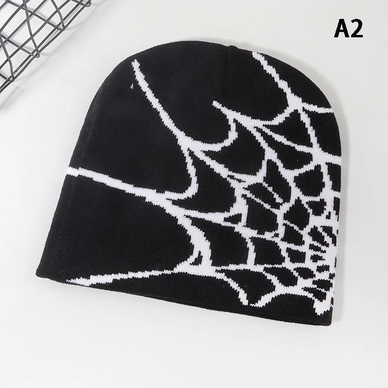 New Knitted Beanies Hat Cartoon Spider Embroidered Winter Hats Knitted Bonnet Cap Soft Woolen Beanies for Women Cap