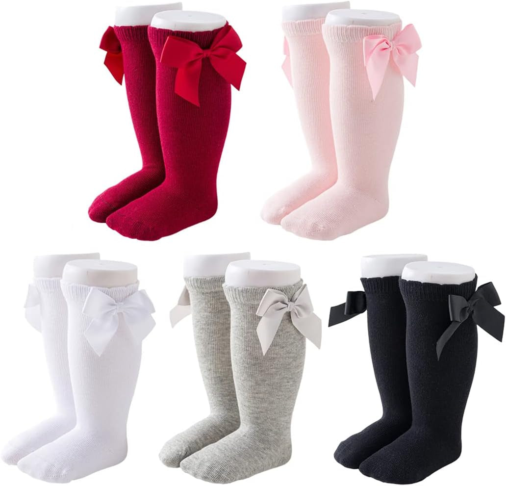 Baby Girl Knee-High Socks Toddlers Bow Stockings Newborn Infant Non-Slip Sock