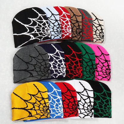 New Knitted Beanies Hat Cartoon Spider Embroidered Winter Hats Knitted Bonnet Cap Soft Woolen Beanies for Women Cap