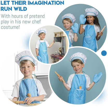 Girls Gifts Age 3-8, Chef Costume Set for Kids Girls Cooking Game for Kids Boys Baking Set for Kids Girls Christmas Stocking Stuffer Gifts for Girls Age 3-8 Little Girl Chef Set Toddlers Toys (White)