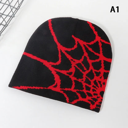 New Knitted Beanies Hat Cartoon Spider Embroidered Winter Hats Knitted Bonnet Cap Soft Woolen Beanies for Women Cap