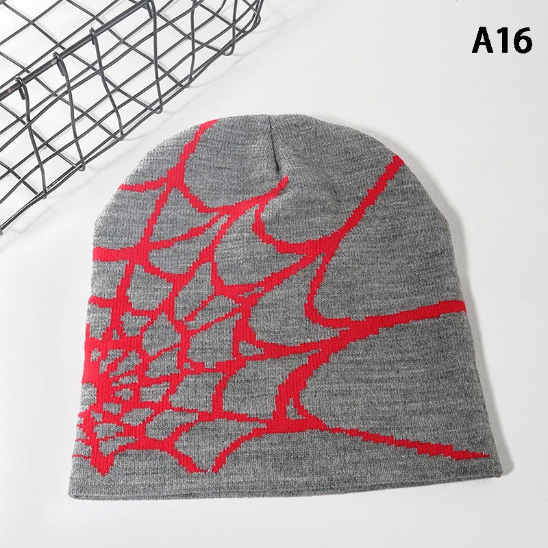 New Knitted Beanies Hat Cartoon Spider Embroidered Winter Hats Knitted Bonnet Cap Soft Woolen Beanies for Women Cap